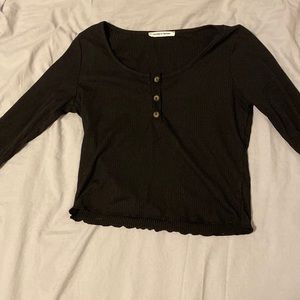 half button up:Size 16 black with brown buttons Brand: Caution to the wind